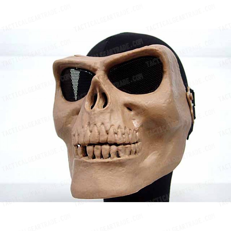 Airsoft Skull Skeleton Full Face Protector Mask Tan