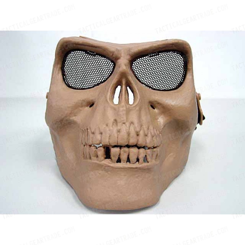 Airsoft Skull Skeleton Full Face Protector Mask Tan