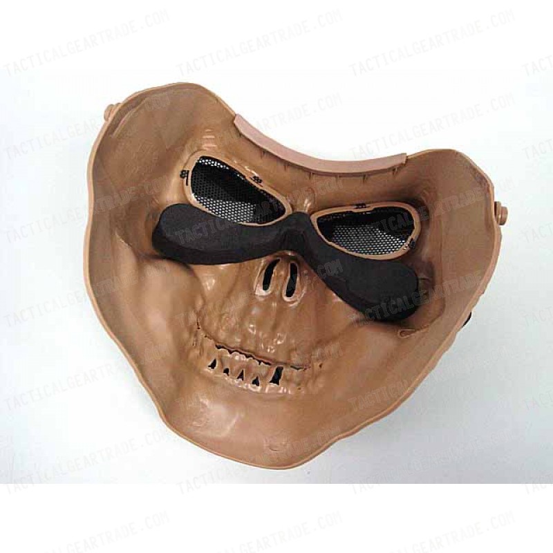 Airsoft Skull Skeleton Full Face Protector Mask Tan