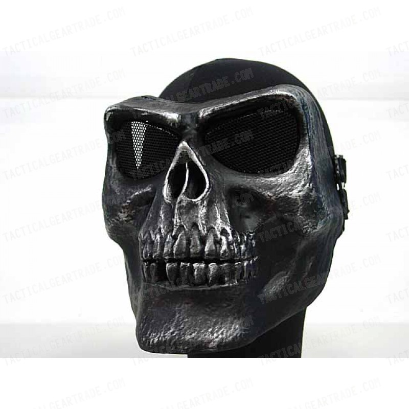 Airsoft Skull Skeleton Full Face Protector Mask Silver Black
