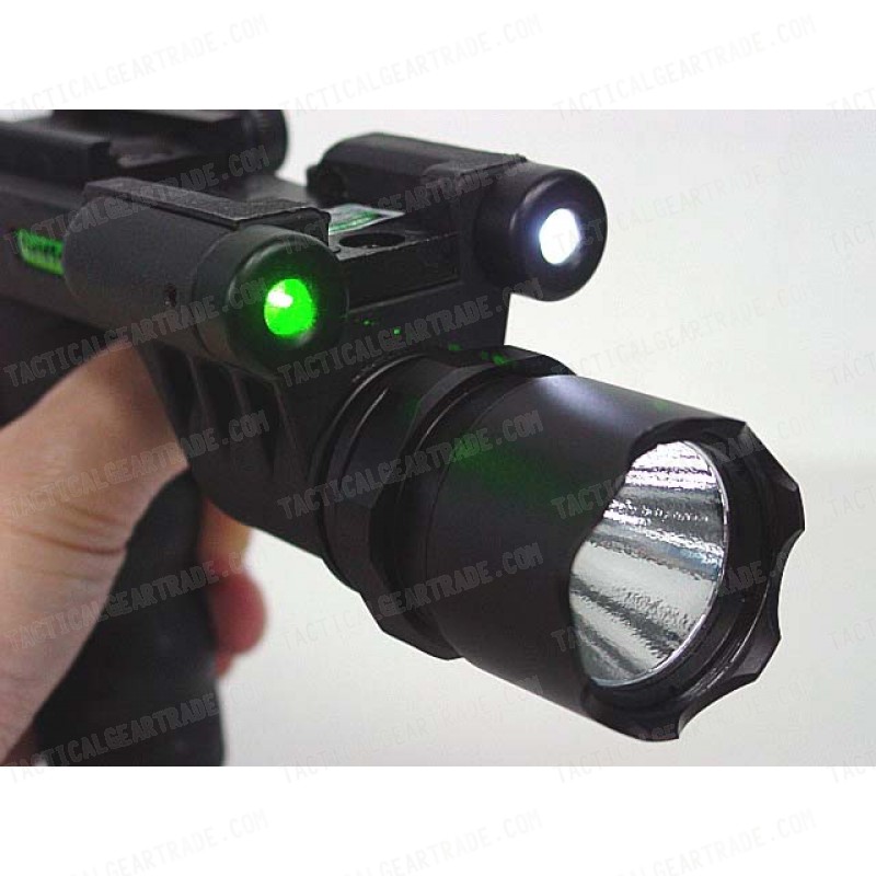 Tactical Cree Flashlight & Green Laser & Vertical Grip Bipod & Remote Switch * 