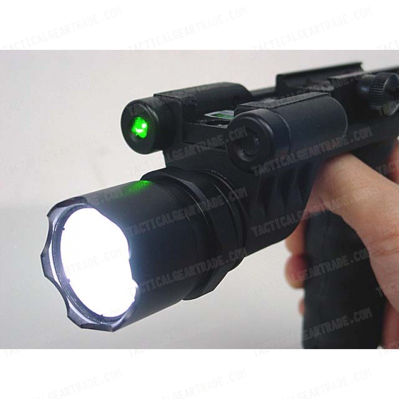 Tactical LED Weapon Light Foregrip Flashlight with Green Laser