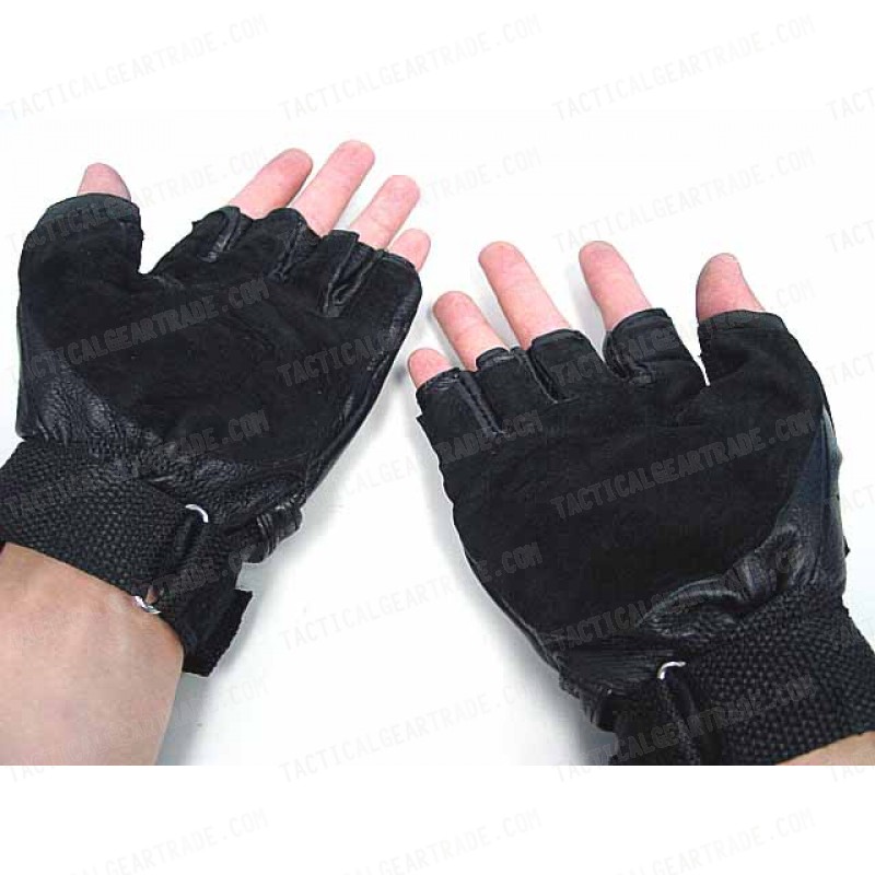 SWAT Half Finger Airsoft Supple Leather Combat Gloves