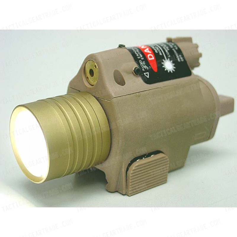 M6 6V 180Lm QD LED Tactical Flashlight & Red Laser Sight Tan