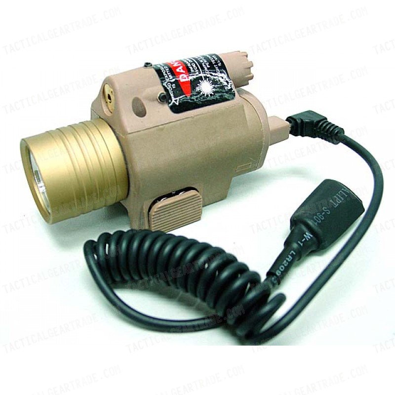 M6 6V 180Lm QD LED Tactical Flashlight & Red Laser Sight Tan