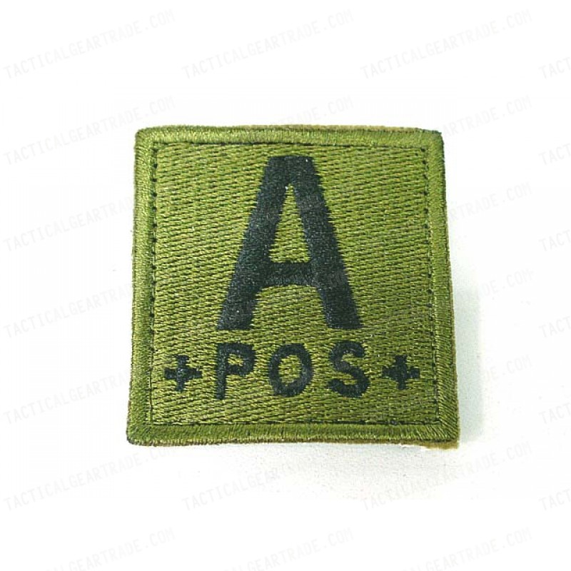 A POS Blood Type Identification Velcro Patch Olive Drab OD