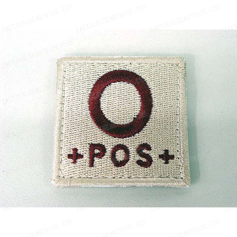 O POS Blood Type Identification Velcro Patch Tan