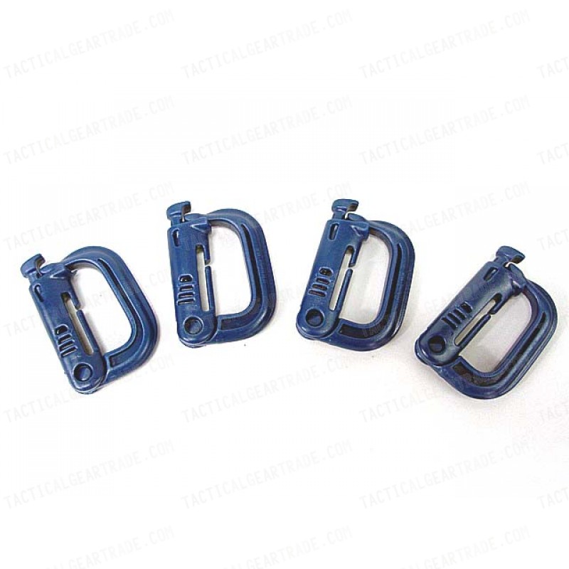 Grimloc D-Ring Locking Molle Carabiner 4pcs Pack Blue