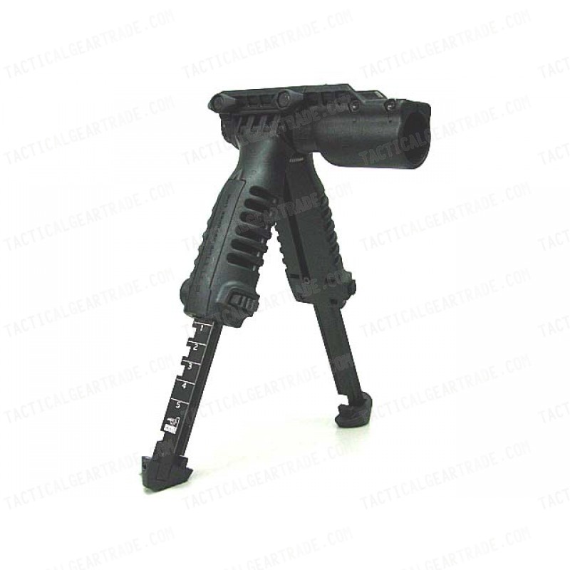 Tactical RIS Total Bipod Flashlight Holder Foregrip Grip Black