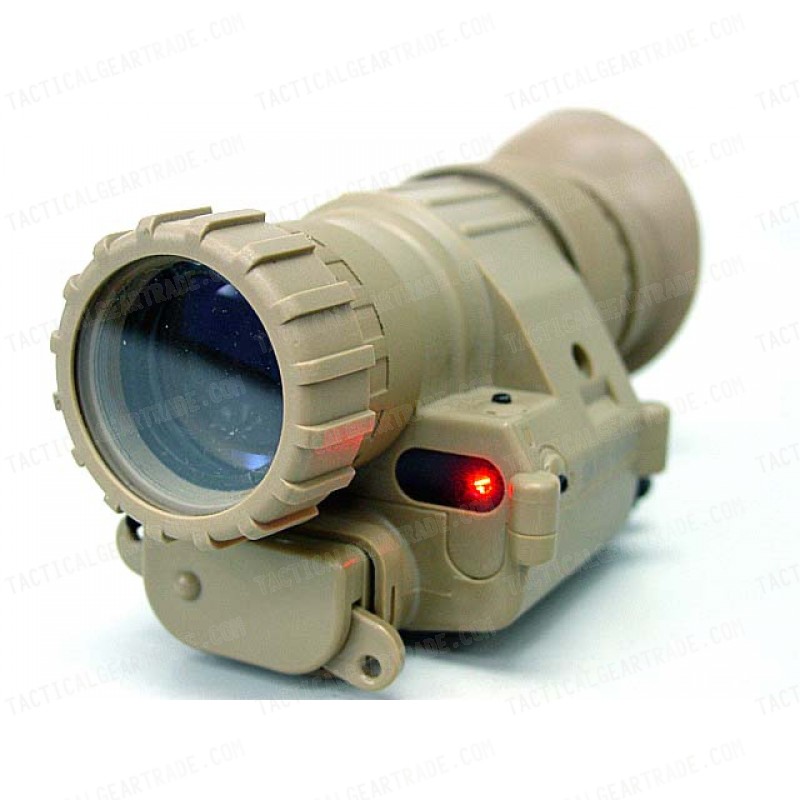 PVS-14 NVG Style 3x Magnifier Scope with Red Laser Tan