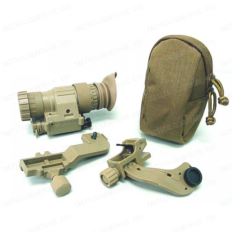 PVS-14 NVG Style 3x Magnifier Scope with Red Laser Tan