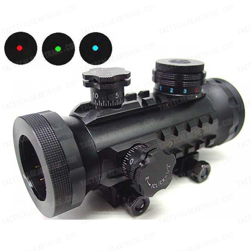 BSA 1x30 30mm Tri-Rail Red/Green/Blue Dot Sight Rifle Scope