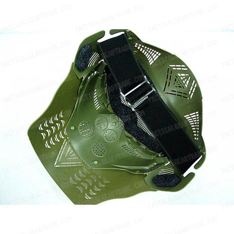 Full Face Airsoft Goggle Mesh Mask w/Neck Protect OD