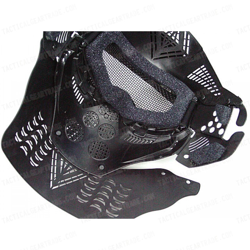 Full Face Airsoft Goggle Mesh Mask w/Neck Protect BK