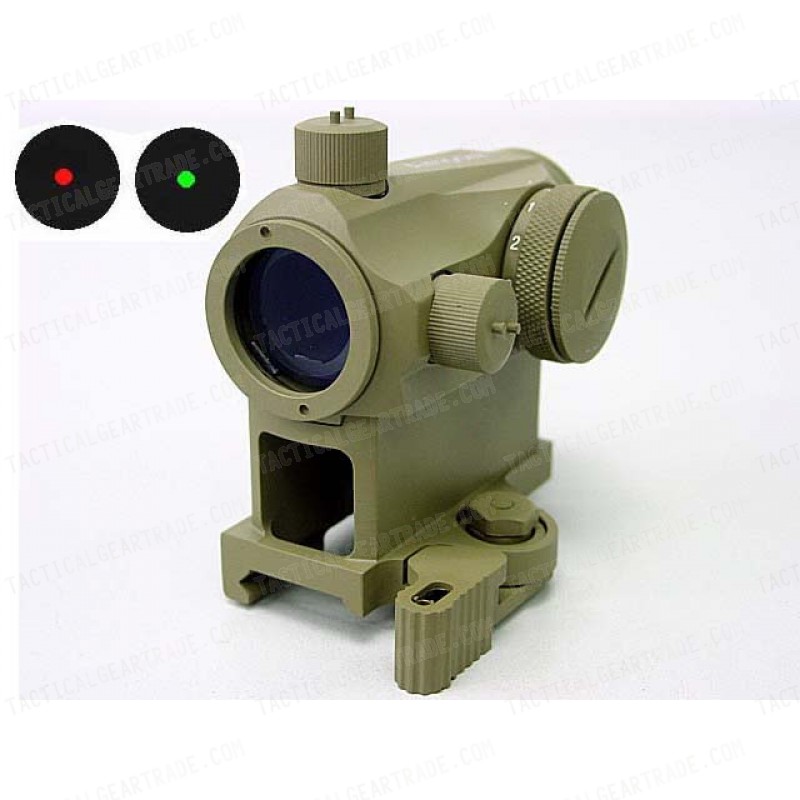 1x24 Micro T-1 Red/Green Dot Sight Scope w/QD High Mount Tan