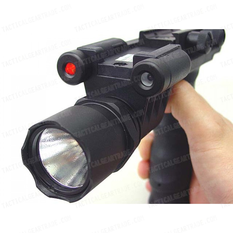 Tactical LED Weapon Light Foregrip Flashlight with Red Laser