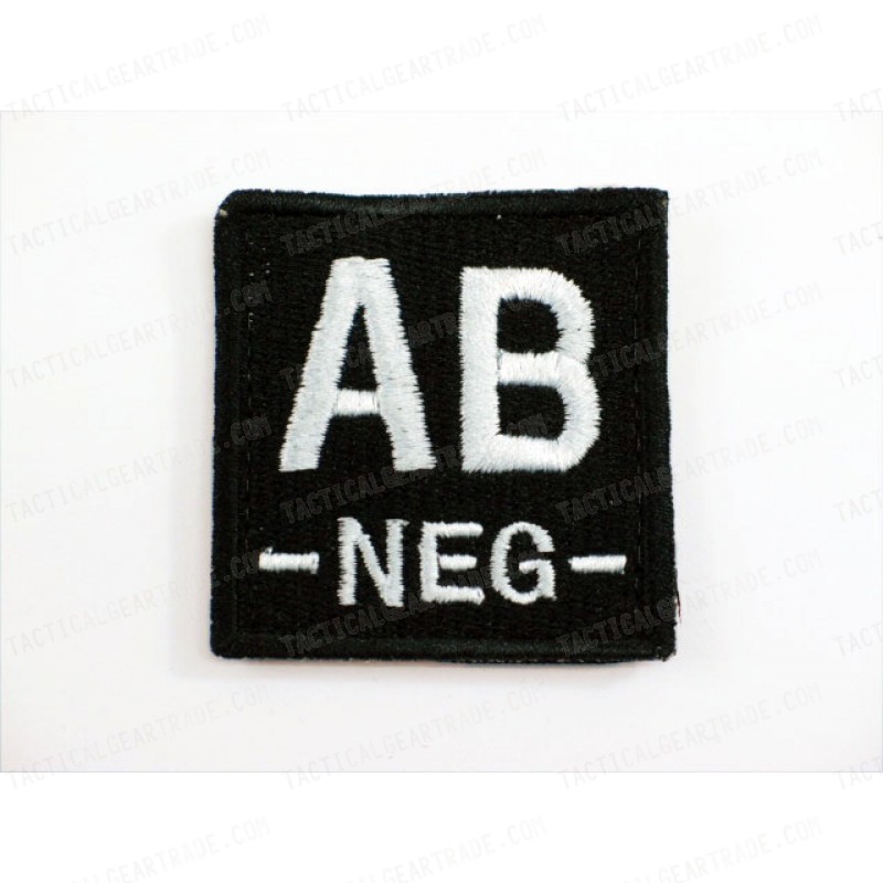 AB NEG Blood Type Identification Velcro Patch Black