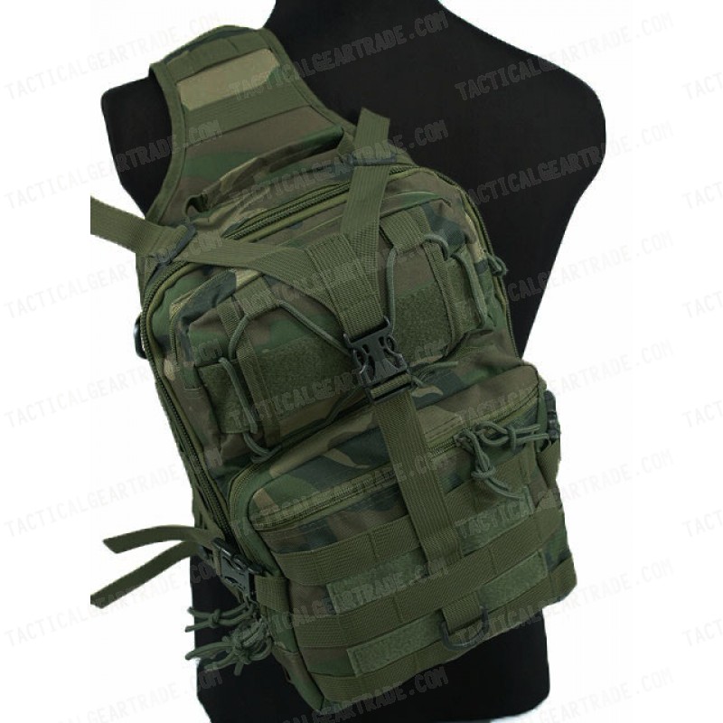 Tactical Utility Gear Sling Bag Backpack Camo Woodland L