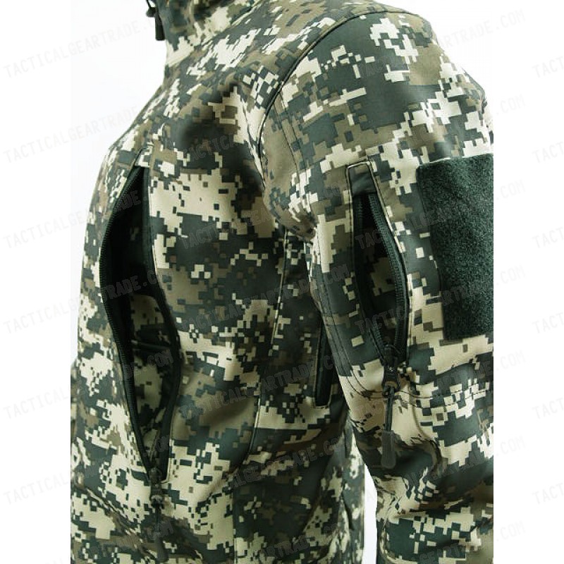 Stealth Hoodie Shark Skin Soft Shell Waterproof Jacket ACU Camo