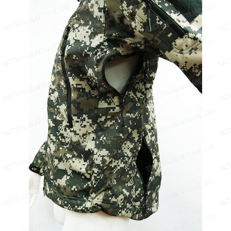 Stealth Hoodie Shark Skin Soft Shell Waterproof Jacket ACU Camo