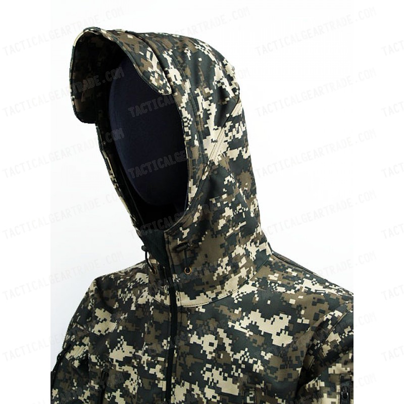 Stealth Hoodie Shark Skin Soft Shell Waterproof Jacket ACU Camo