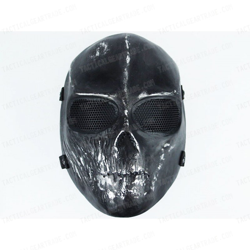 Full Face Ghost Recon Airsoft Mesh Goggle Skull Mask Black