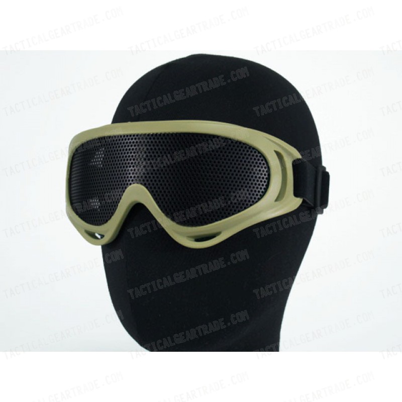 Airsoft UV-X400 No Fog Metal Mesh Tactical Goggle Tan