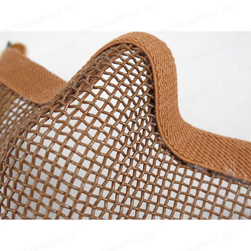 Deluxe Stalker Type Half Face Metal Mesh Protector Mask Brown