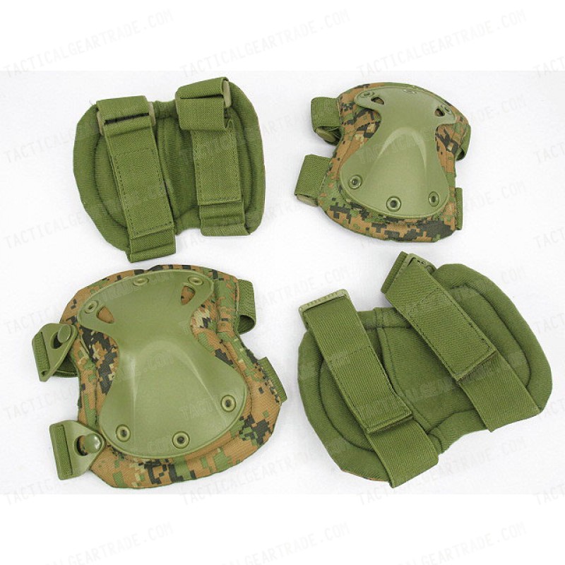 SWAT X-Cap Airsoft Paintball Knee & Elbow Pads Marpat Woodland