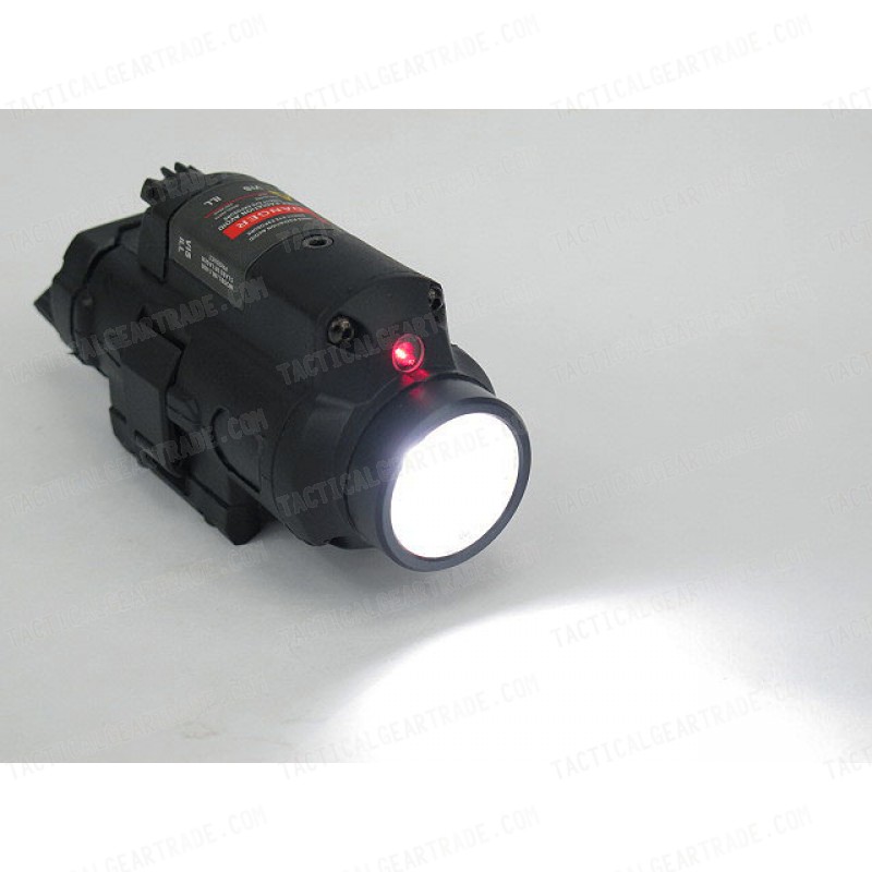 Tactical CREE LED Pistol Weapon Flashlight w/ Red Laser Black