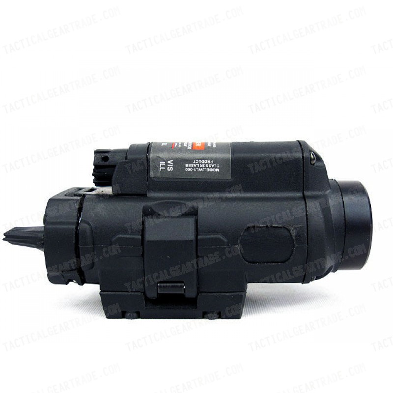 Tactical CREE LED Pistol Weapon Flashlight w/ Red Laser Black