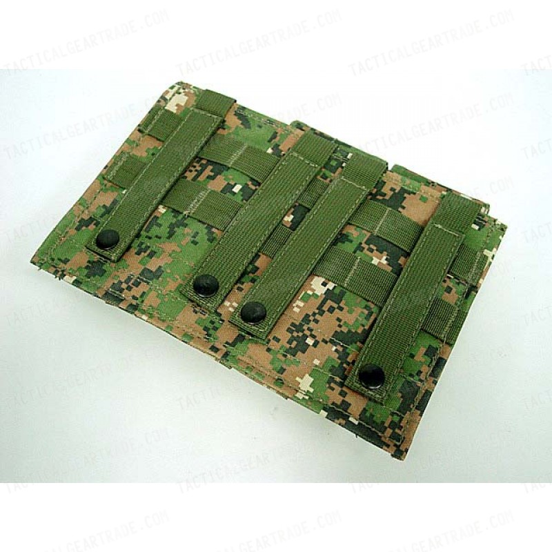 Airsoft Molle Triple Magazine Pouch Digital Camo Woodland