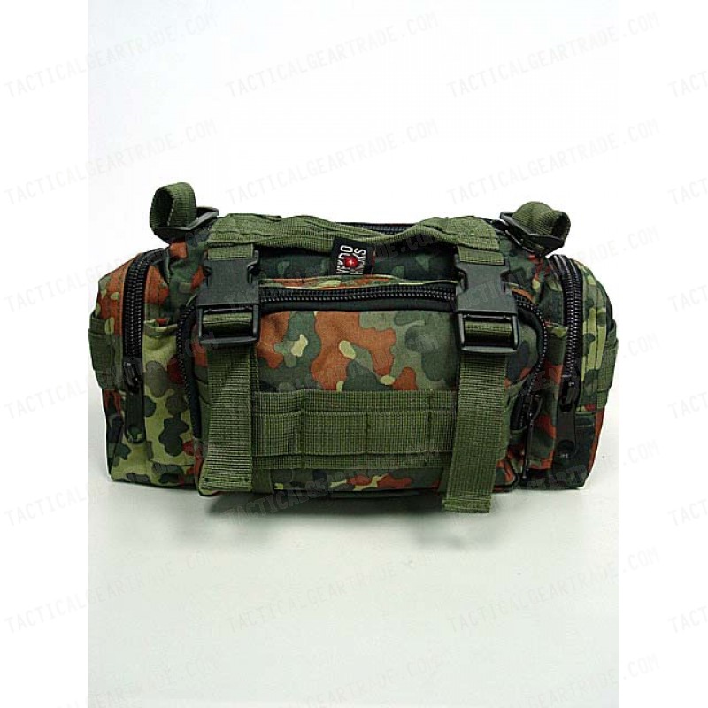 Molle Utility Shoulder Waist Pouch Bag German Camo Woodland