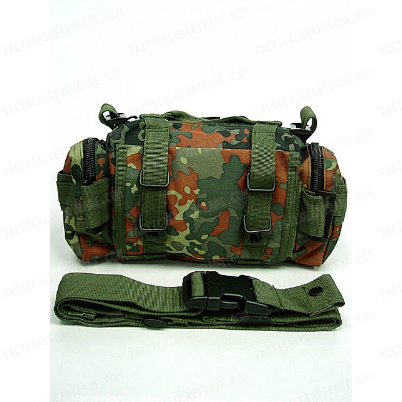 Molle Utility Shoulder Waist Pouch Bag German Camo Woodland