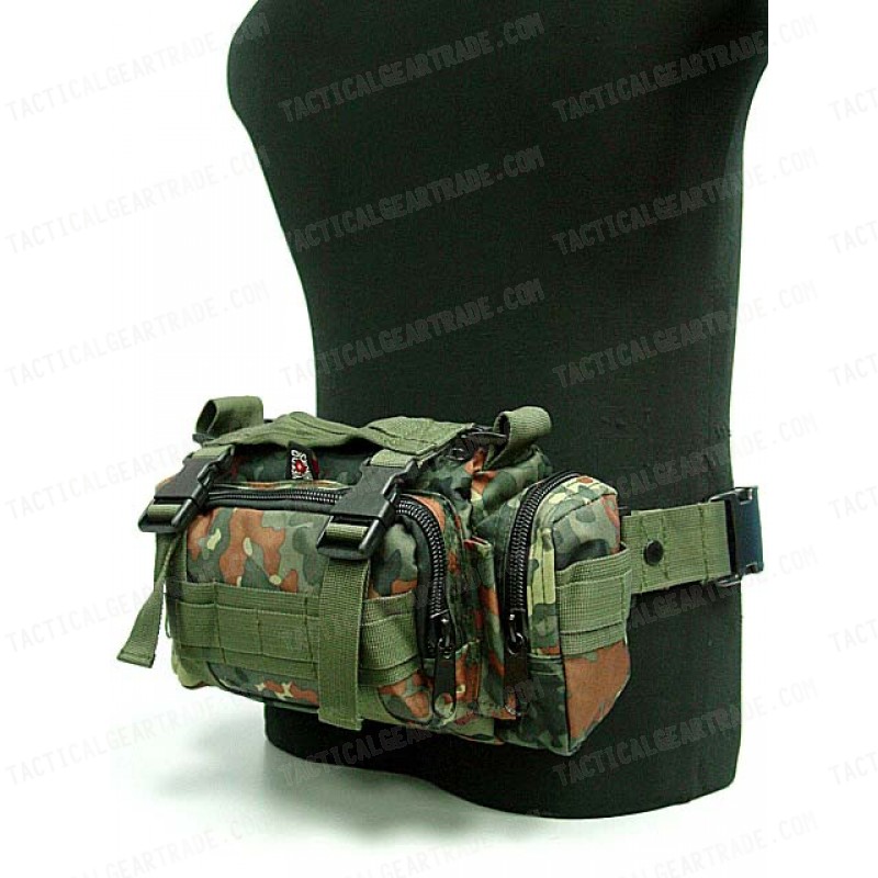 Molle Utility Shoulder Waist Pouch Bag German Camo Woodland