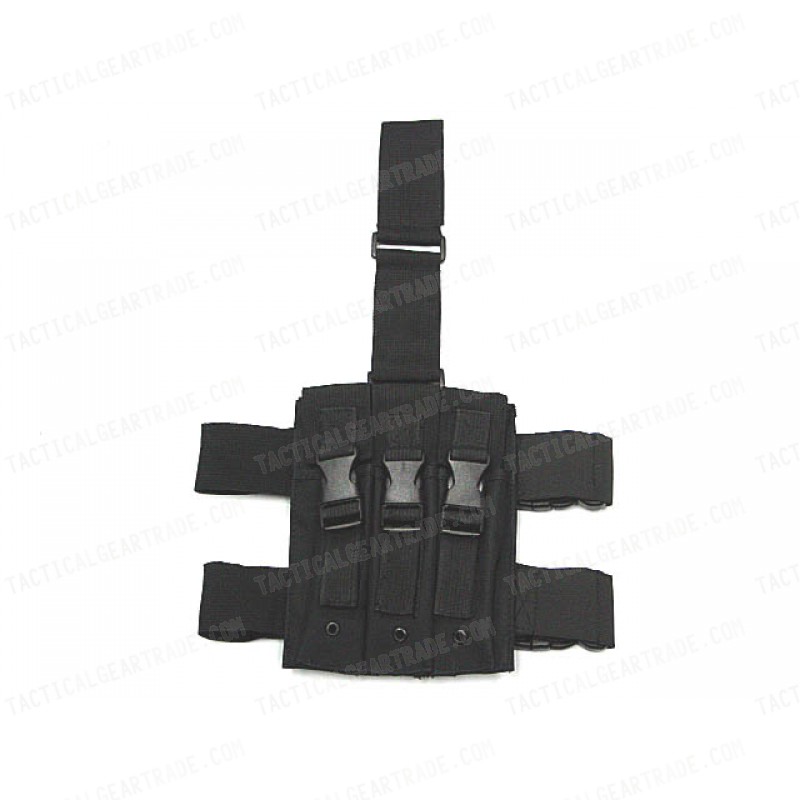 Triple MP5 Magazine Drop Leg Pouch Black