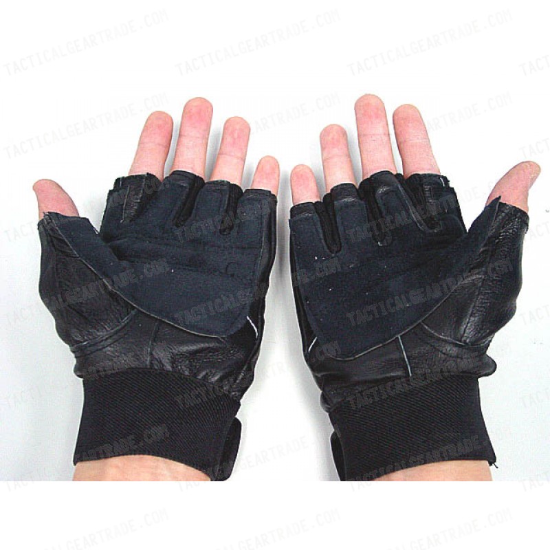 SWAT Half Finger Airsoft Non Slip Leather Combat Gloves