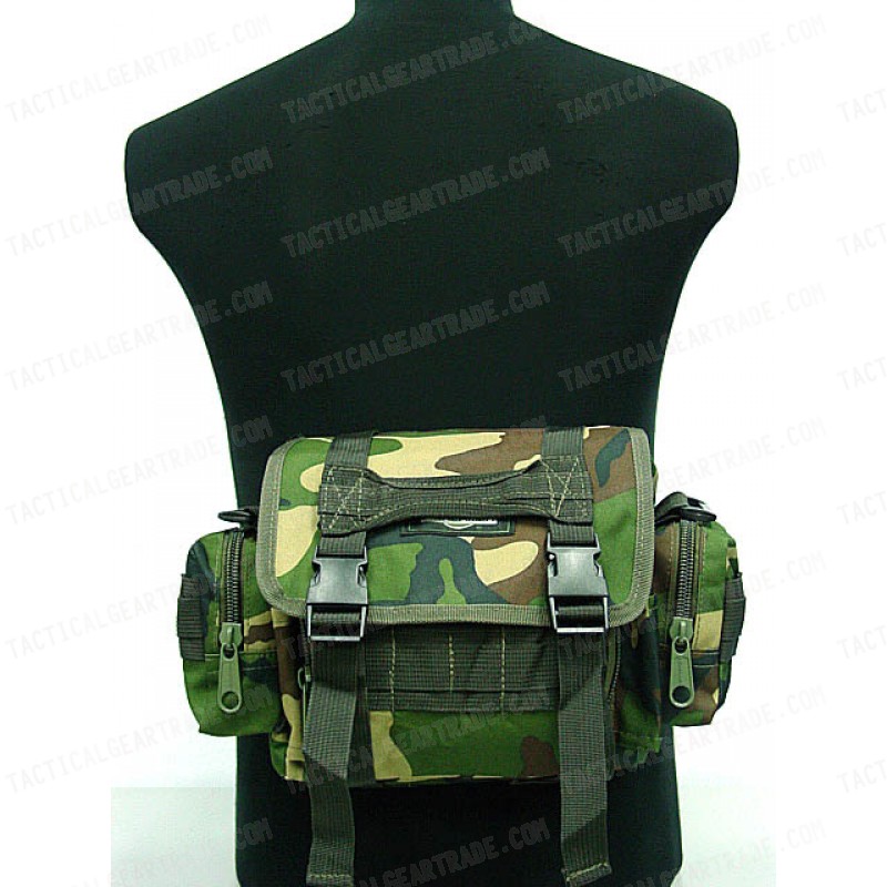 Molle Utility Shoulder Waist Pouch Bag L Camo Woodland