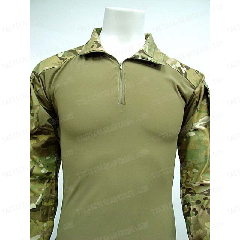 Tactical Combat Shirt Multi Camo w/ Elbow Pad