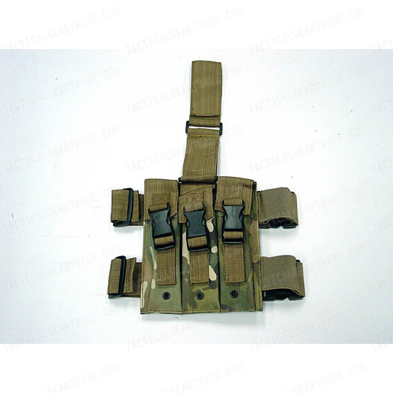 Triple MP5 Magazine Drop Leg Pouch Multi Camo