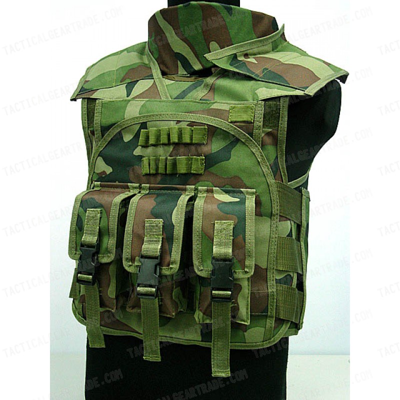 Airsoft Paintball Tactical Combat Assault Vest Camo Woodland