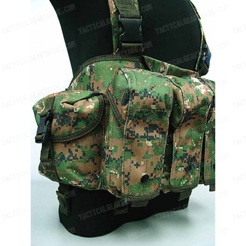 AK Magazine Chest Rig Carry Vest Digital Camo Woodland