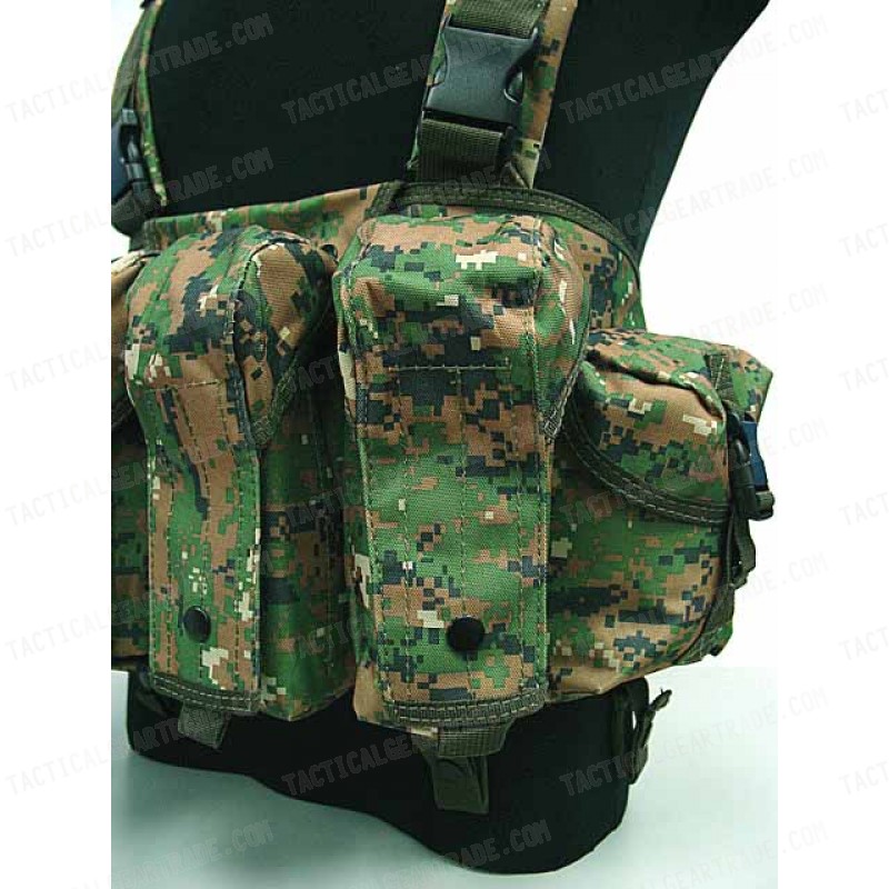 AK Magazine Chest Rig Carry Vest Digital Camo Woodland