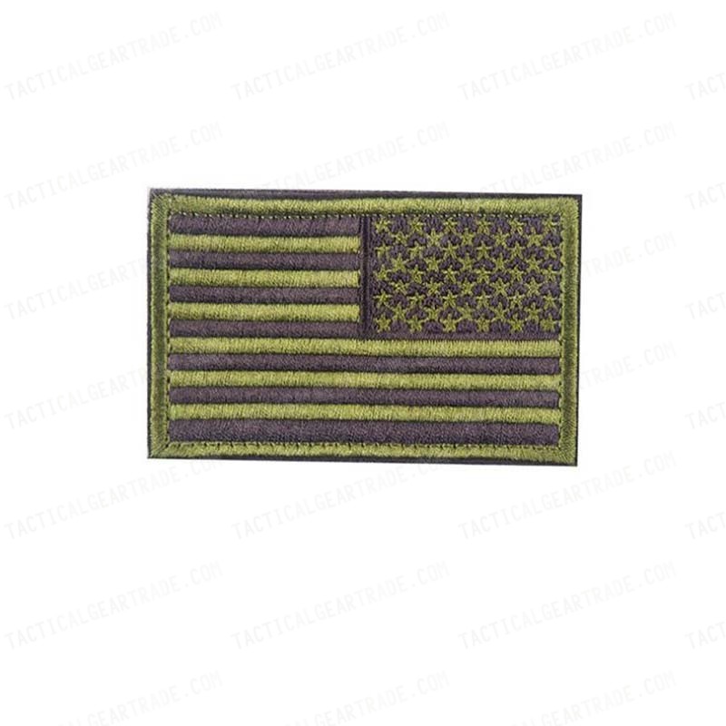 US United States USA Reverse Flag Velcro Patch OD Olive Drab