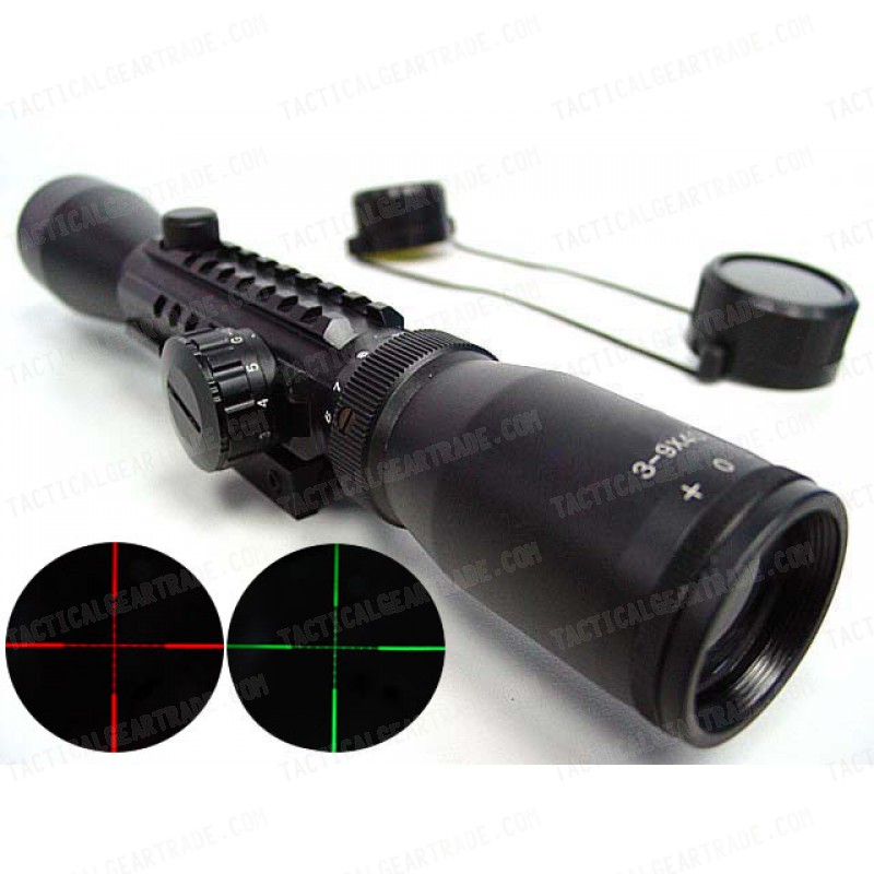 3-9x40 40mm Red/Green Illuminated Tri-rail Rifle Scope