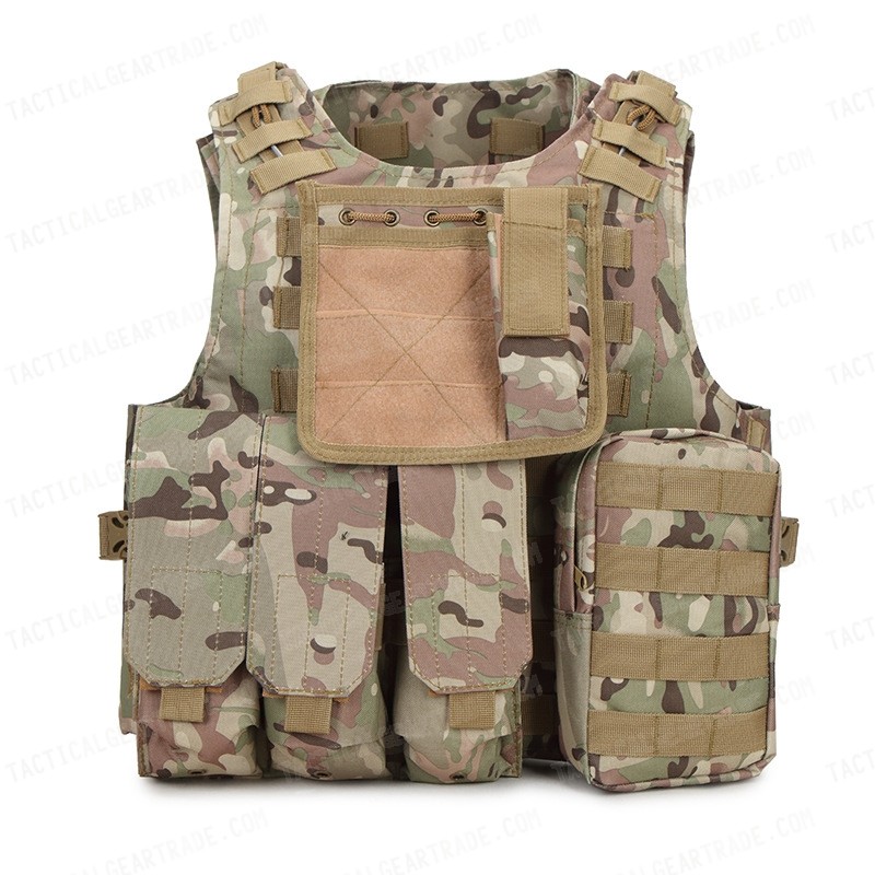 Military Tactical Vest Plate Carrier Holster Police Molle Assault Combat  Gear US