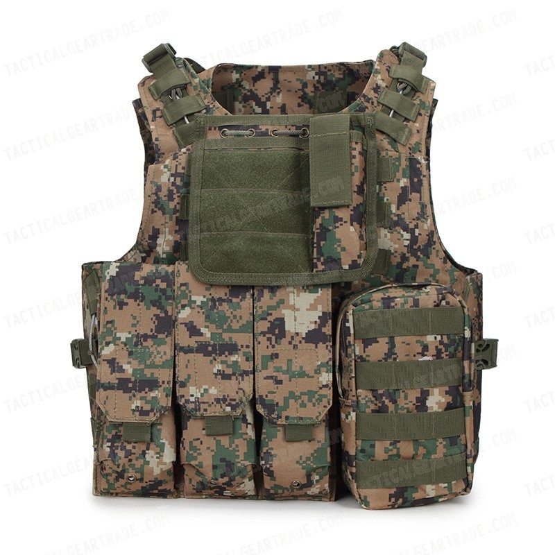 USMC Molle Combat Assault Plate Carrier Vest Digital Woodland