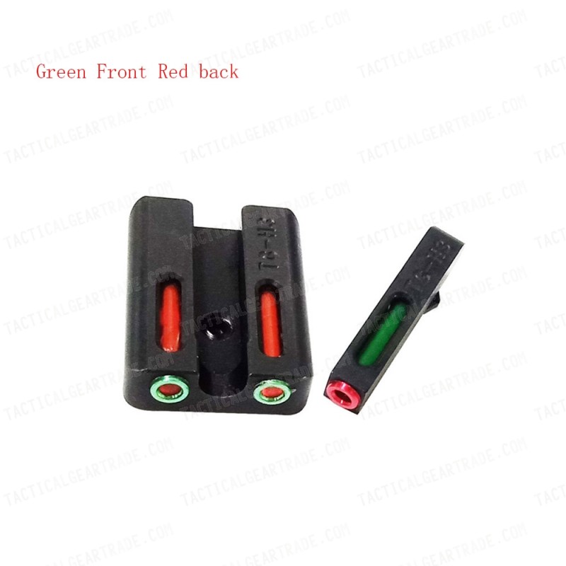 Tactical Real Red Green Fiber Optic Front Sight / Rear Combat Glock Sight Black for real Glock standard models