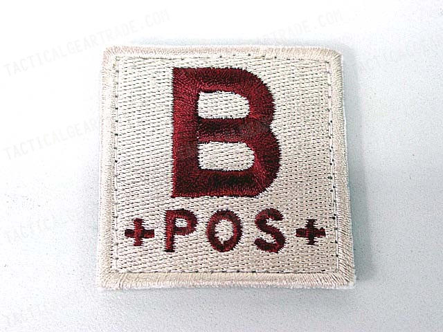 B POS Blood Type Identification Velcro Patch Tan for $3.14