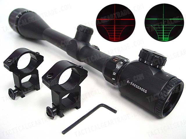 6-24x50 Red/Green Illuminated Rangefinder Rifle Scope for $52.49